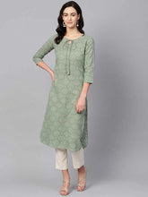 Women Sea Green Color Printed Trendy Kurti